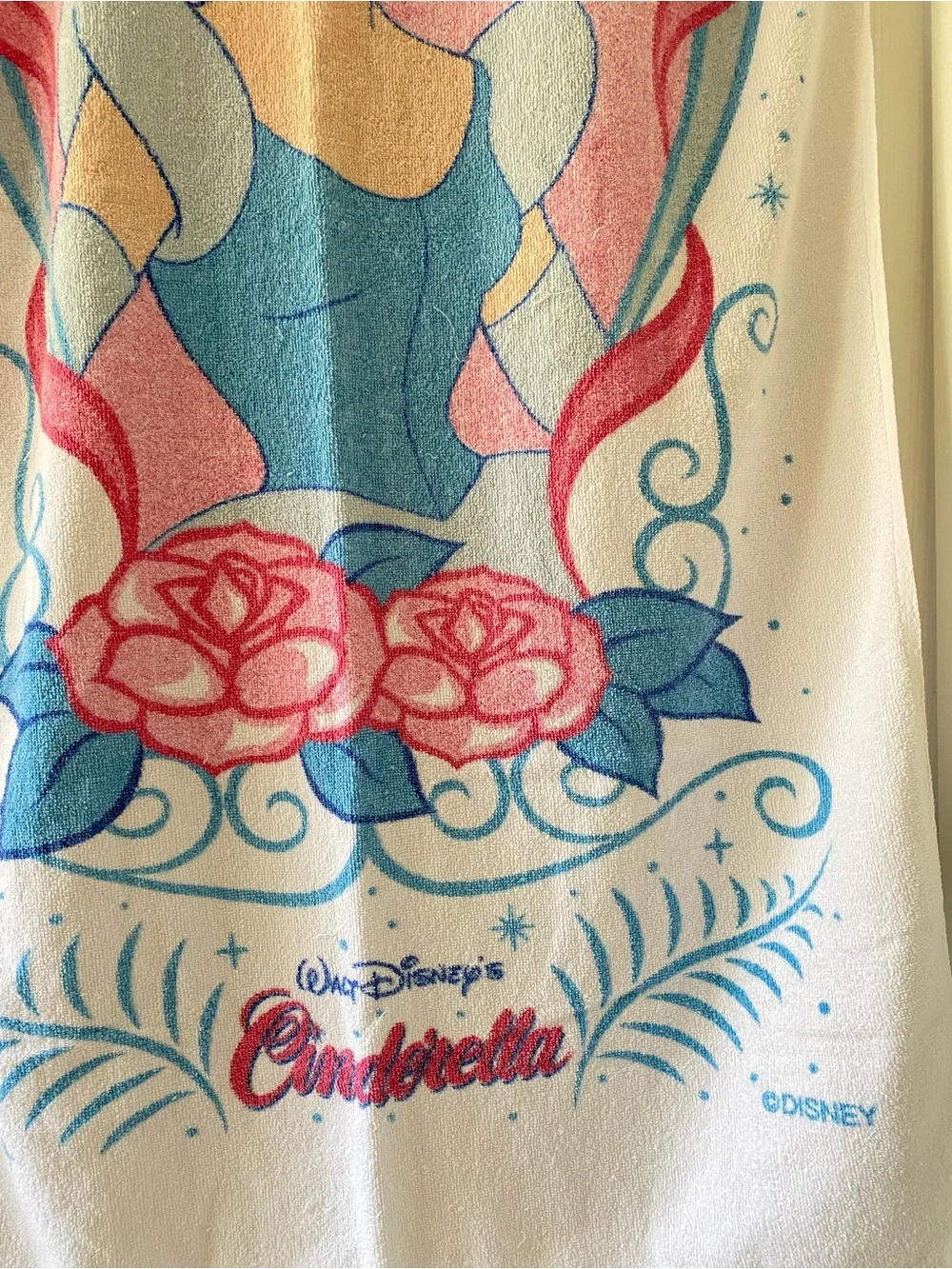 Vintage 90s Franco Disney Cinderella All-Cotton Bath/Beach Towel